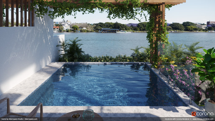 Corona renderer 5 pool exterior caustics